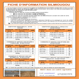 Vente de parcelles SONATUR SILMIOUGOU ET ORODARA